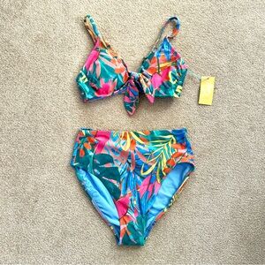 NWT Kona Sol Colorful Two Piece Bikini, Size Small